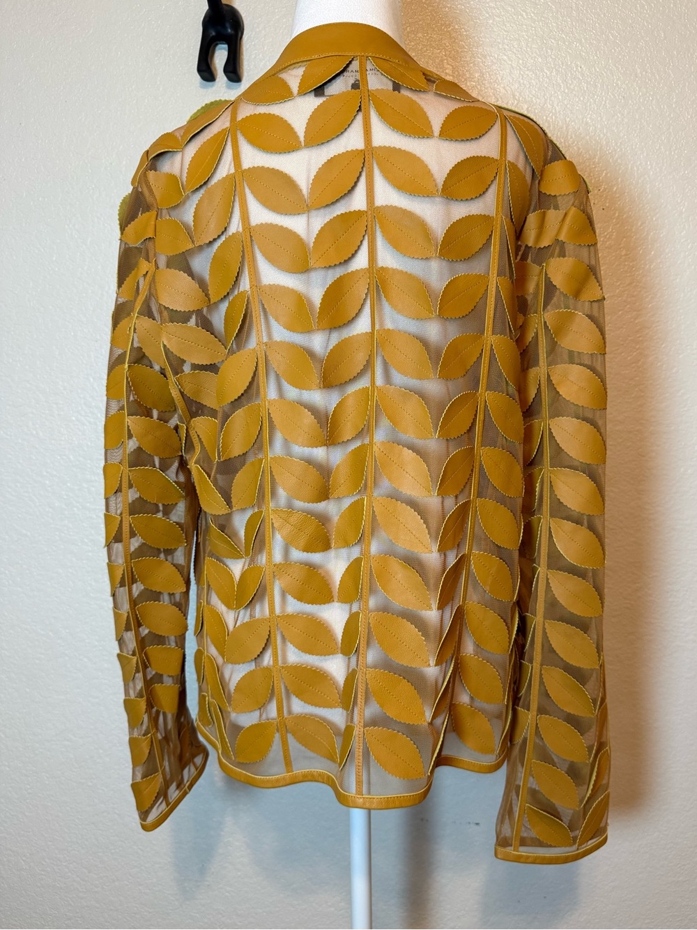 Neiman Marcus The Leather Collection Leaf Appliqué & Mesh Jacket Size XL - Picture 6 of 13